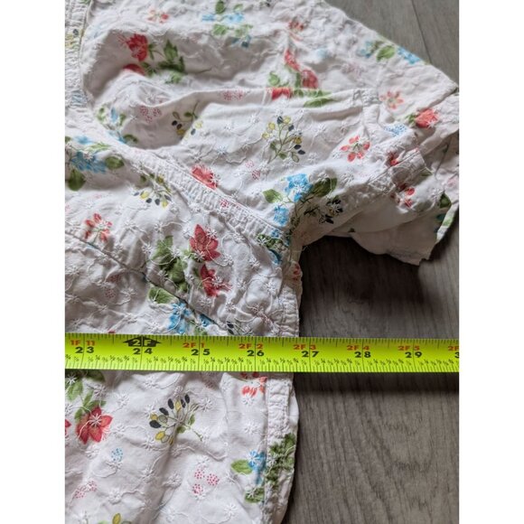 Liz&Me Floral Embroidered Button-Up Shirt 2X Cotton Blend Short Sleeve Pastel Co - Picture 7 of 7